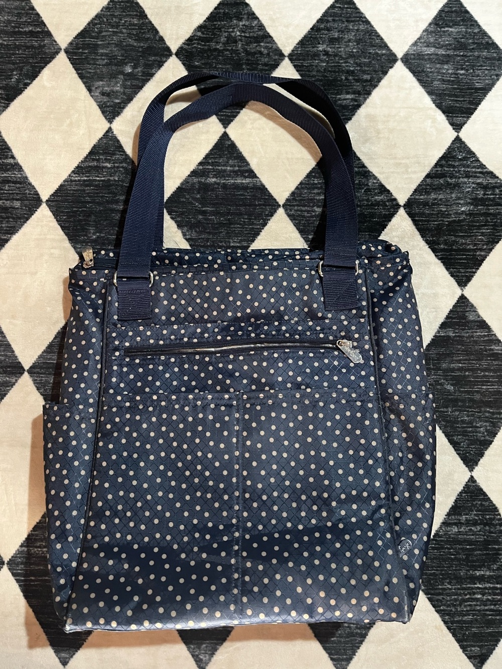 thirty-one Navy Blue Polka Dot Tote Bag/backpack